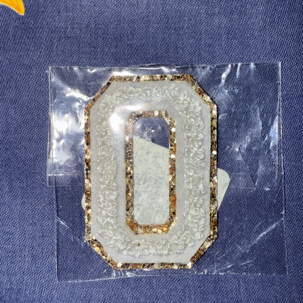 Stoney Clover Lane Ruby Grey Glitter Varsity O Patch